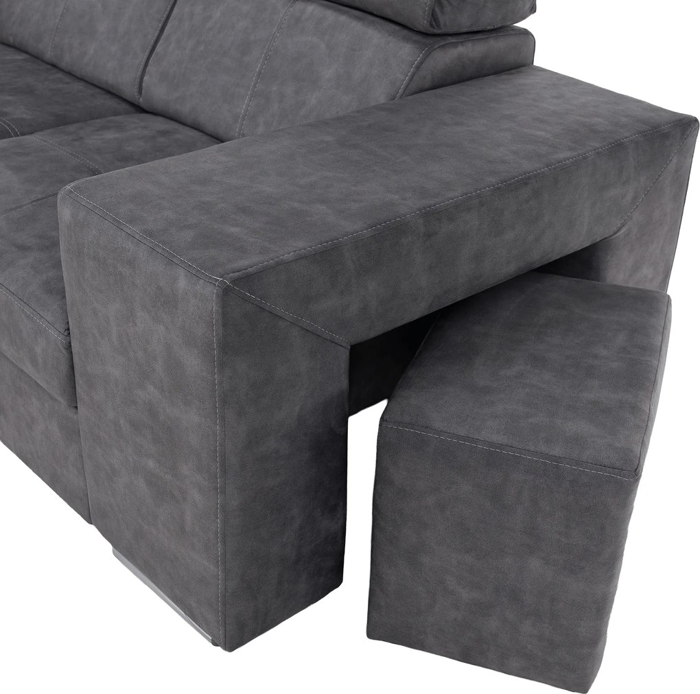 Ülőgarnitúra, szürke, balos, MALAGA