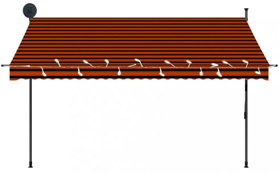 narancssárga-barna kézzel kihúzható LED-es napellenző 300 cm