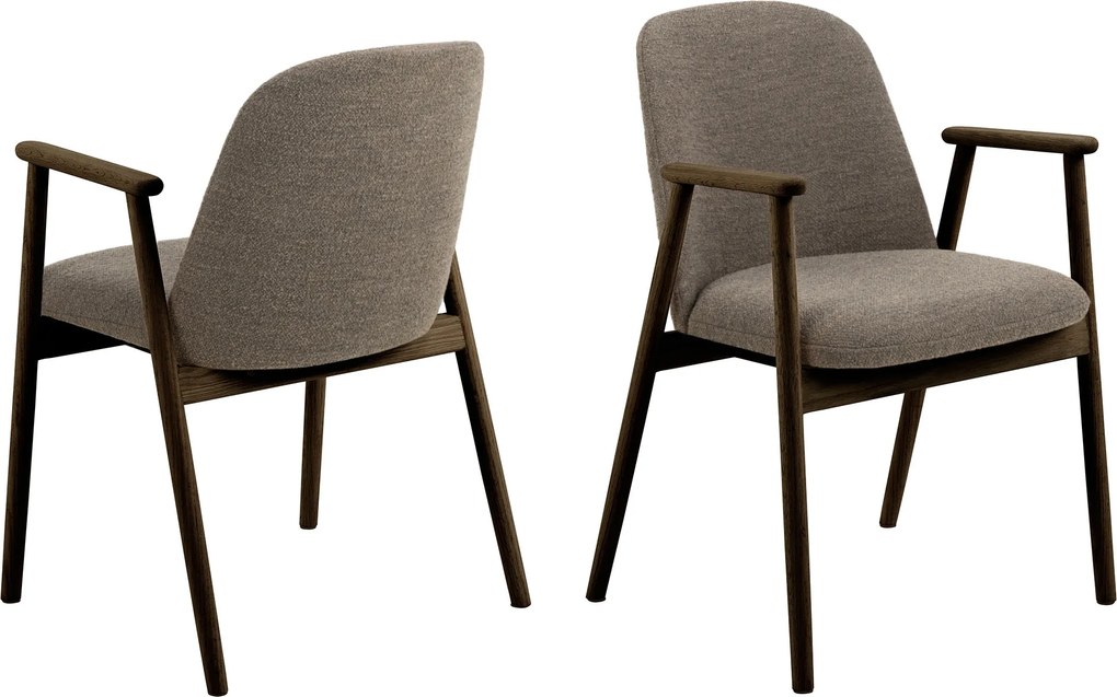 MAZZONI EXPORT RODERIC Barna Taupe (Monza 40)/füstölt lakkozott tölgyfa váz (dió árnyalat) - RETRO FA SZÉK BOUCLÉ  NAPPALIBA ÉTKEZŐBE KONYHÁBA