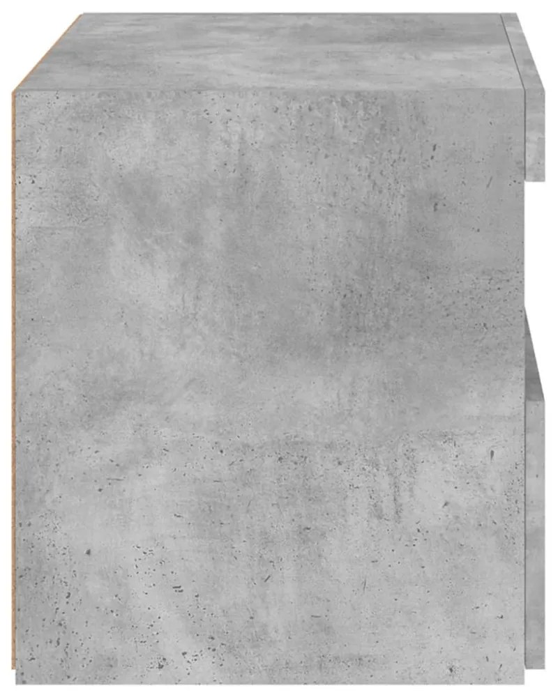 2 db betonszürke éjjeliszekrény LED-fényekkel 50x40x45 cm
