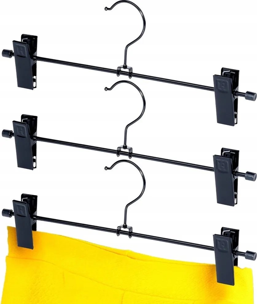 Nadrágtartó Csipeszes Fém Fekete Szekrényhez 3 Db Állítható