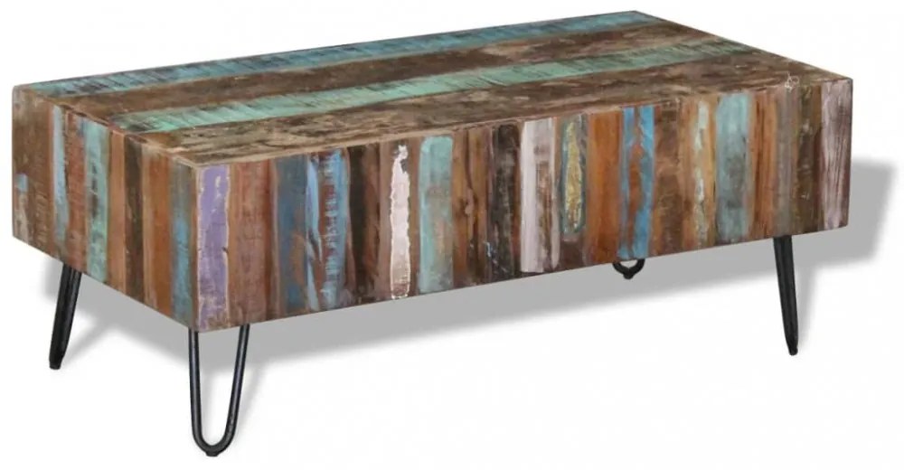 tömör újrahasznosított fa dohányzóasztal 100 x 50 x 38 cm