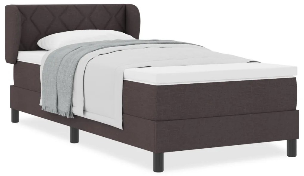 Boxspring Ágy Mattal Sötétbarna 100x200 cm Szövet
