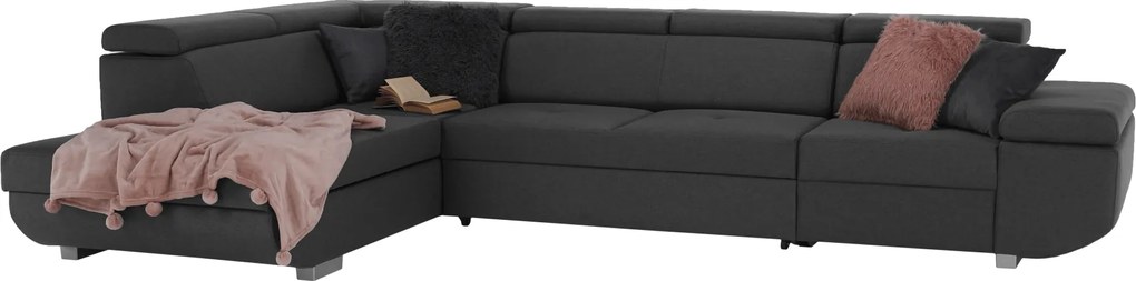 Ülőgarnitúra, sötétszürke, szövet Stark, balos, MAVIS