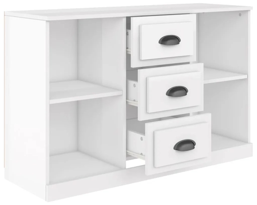magasfényű fehér szerelt fa tálalószekrény 104,5x35,5x67,5 cm