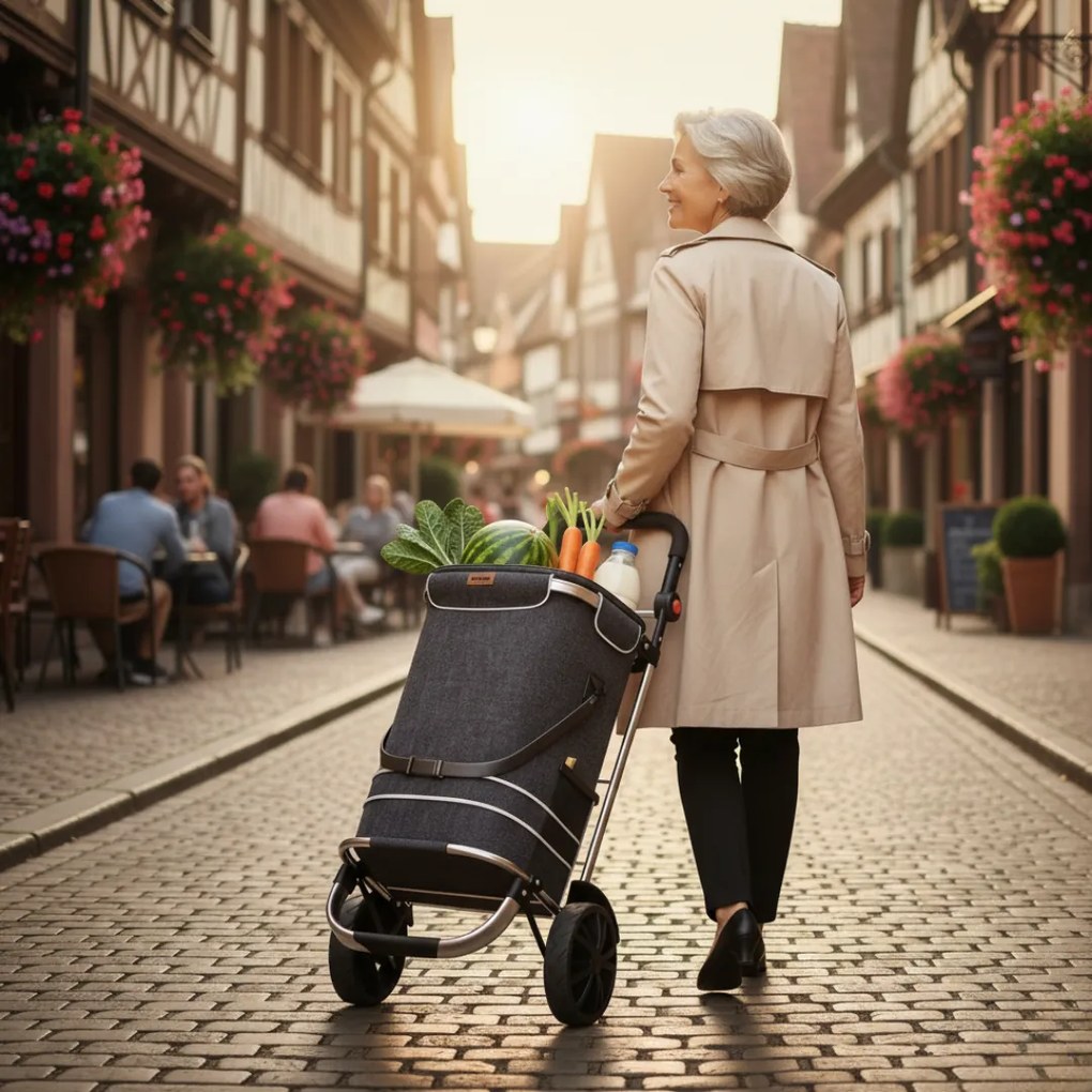 EASY bevásárlótáska kerekekkel, 50l, fekete Jurhan