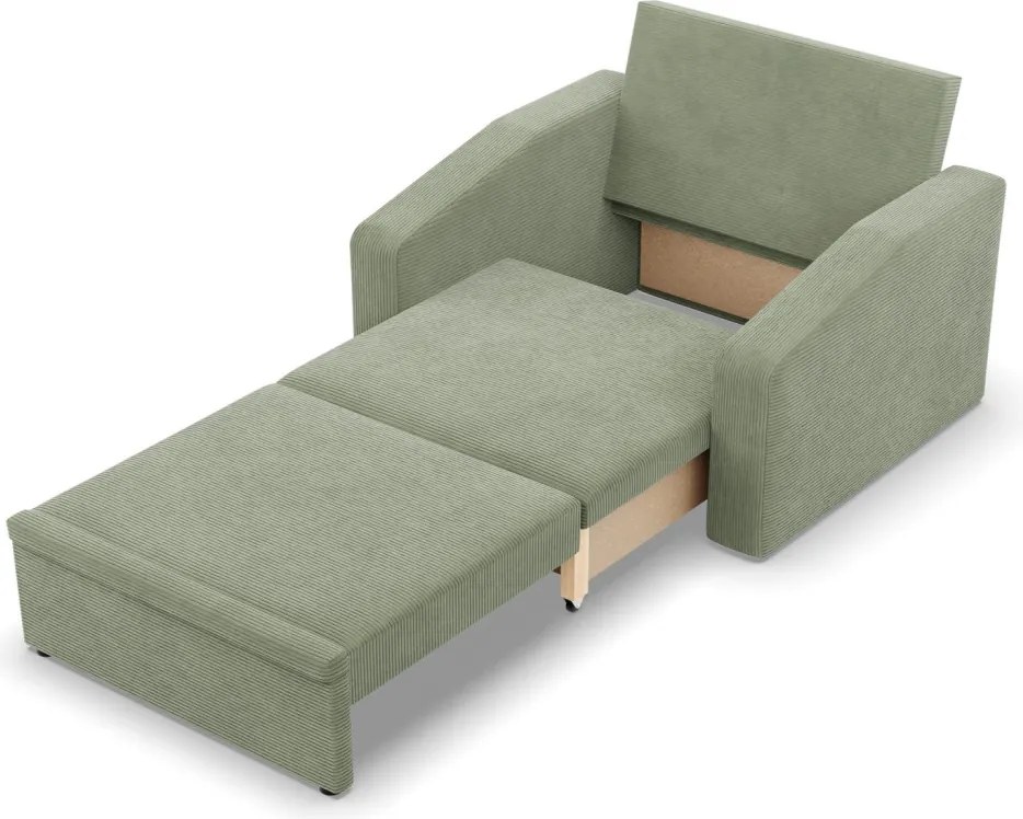 Vertico fekvőfotel, 90 cm széles, kordbársony, zöld