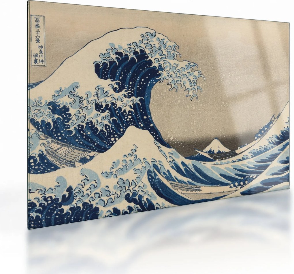 Üveg kép - Katsushika Hokusai, Under the Wave off Kanagawa, reprodukciók (70x50 cm)