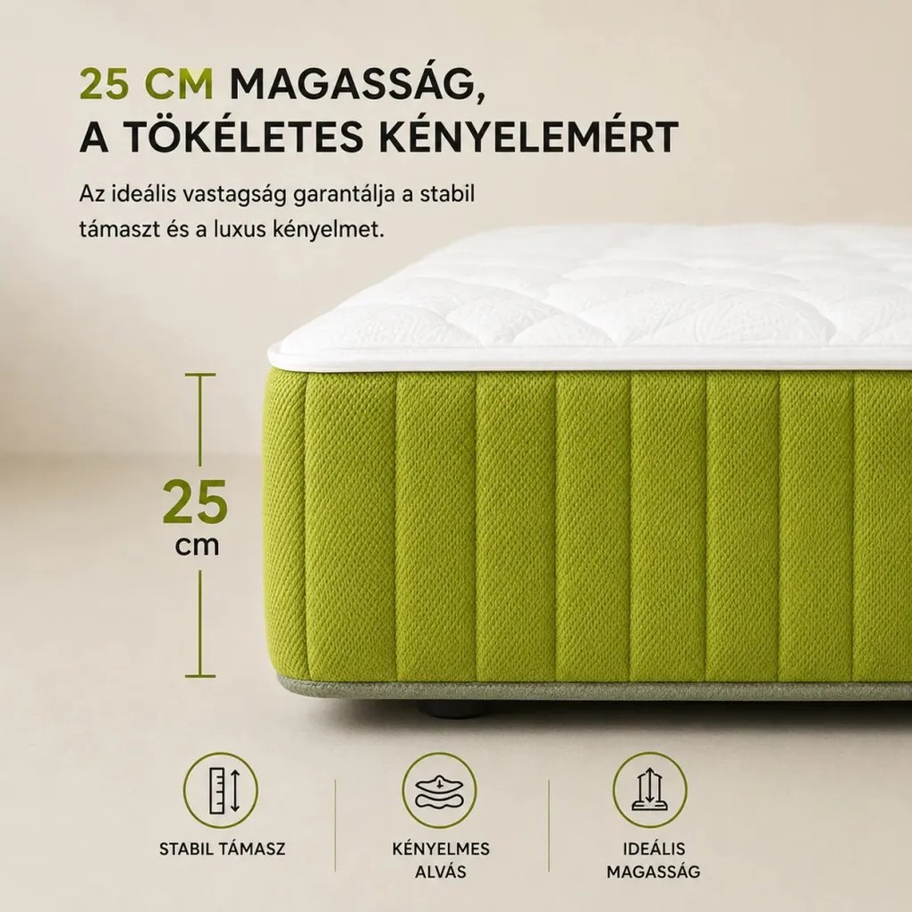 Sleepy 3D Kiwi LatexGel 25 cm magas luxus matrac / puhább / 70x200 cm