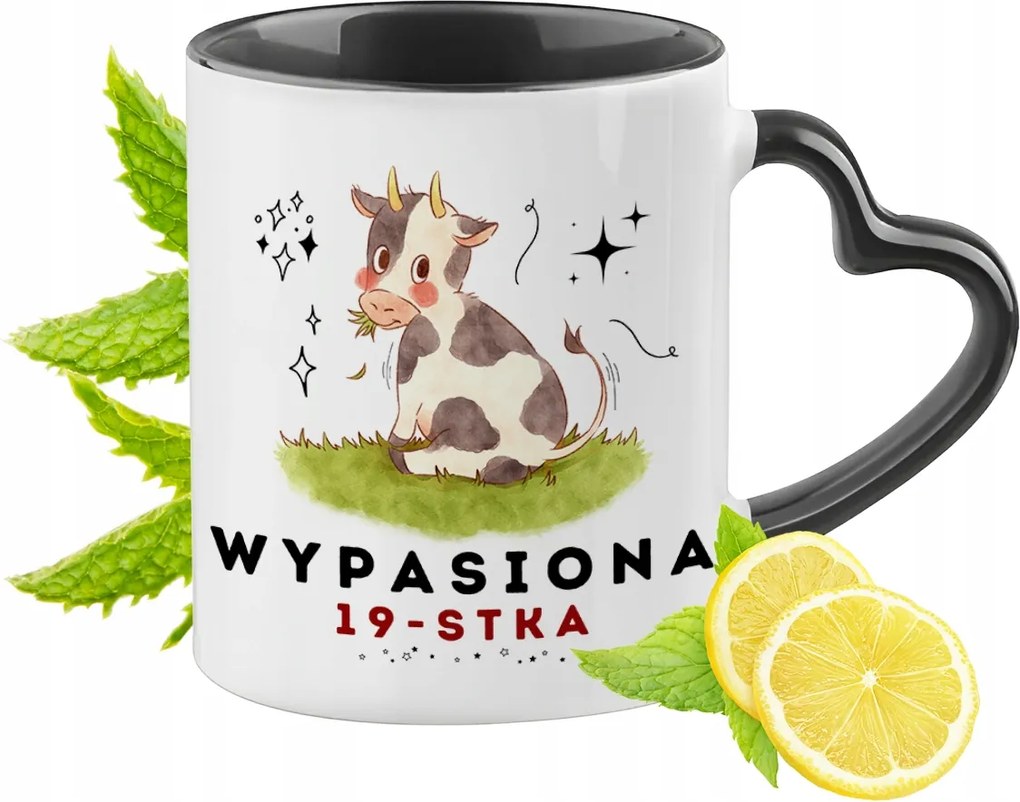 Születésnapra 19 19-as Fekete Bögre Szív Alakú Füllel Ajándék