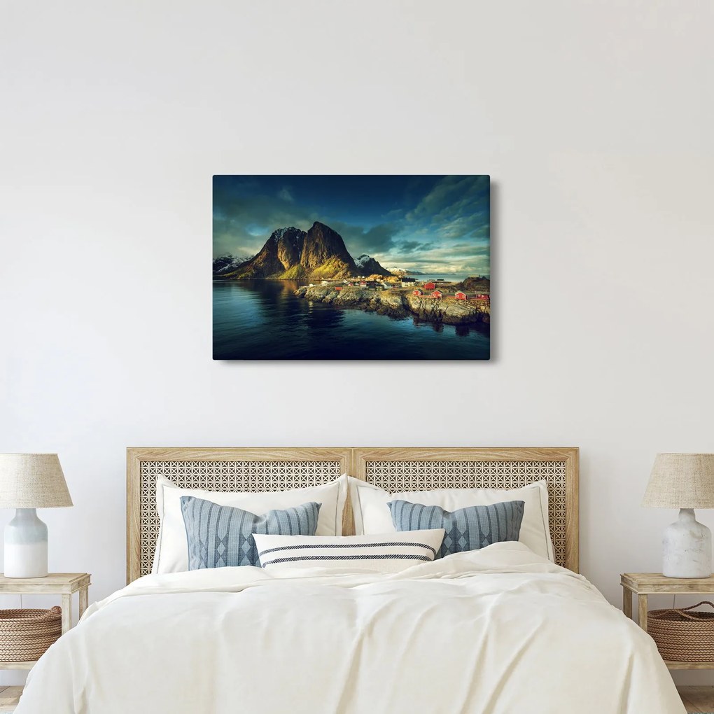 Egy halászati falu képe Norvégiában (90x60 cm)