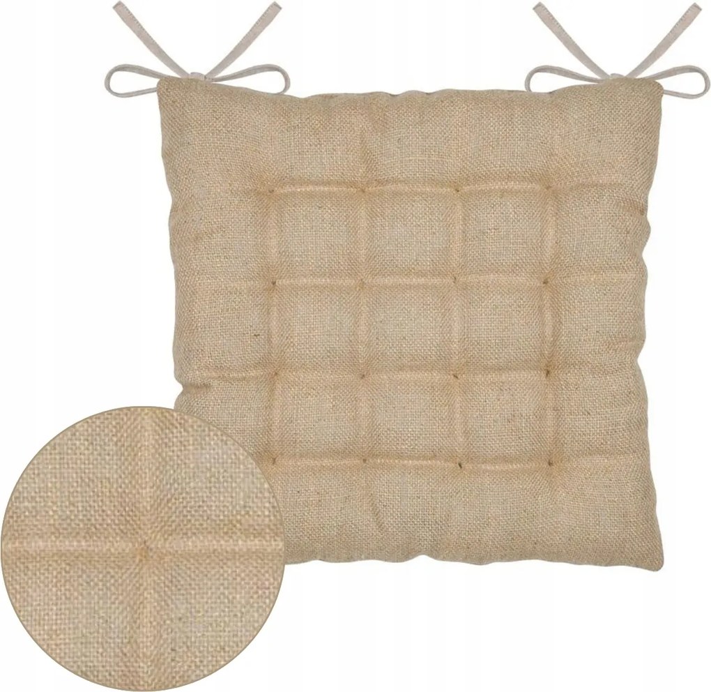 Juta székpárna Bézs 38x38 cm négyszögletes boho kötésű ülőfelülethez