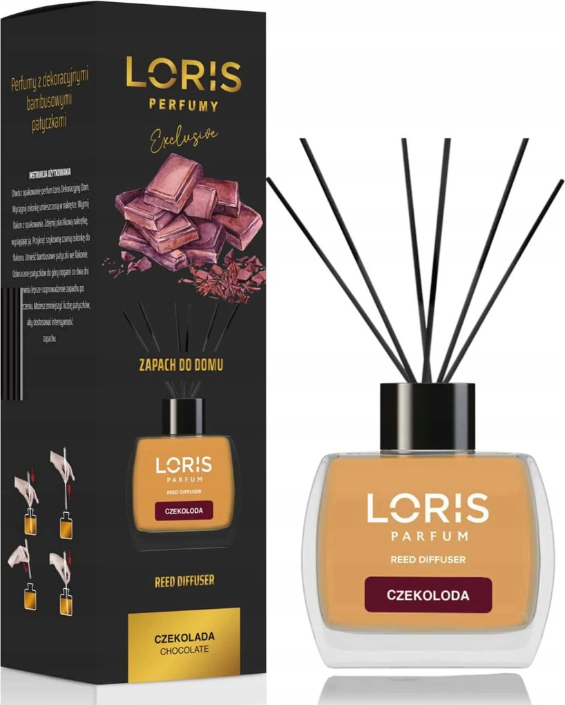 Loris Csokoládé Illatdiffúzor, Szobaillatosító Párologtató Pálcikákkal, 120ml.
