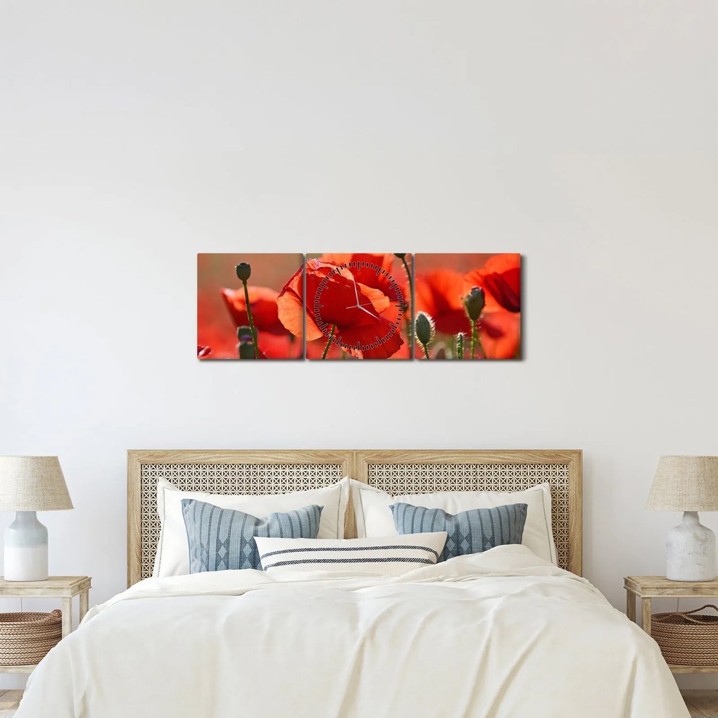 Pipacsok képe (órával) (90x30 cm)