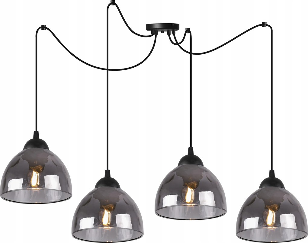 Mennyezeti Lámpa Lógó Csillár Pók Loft Fekete Grafit Üveg Tál