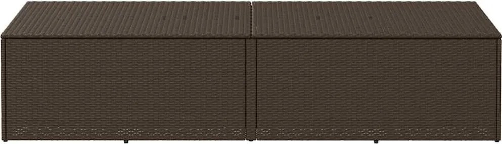 Barna Polyrattan Kerti Tárolóláda 220X50X58 Cm