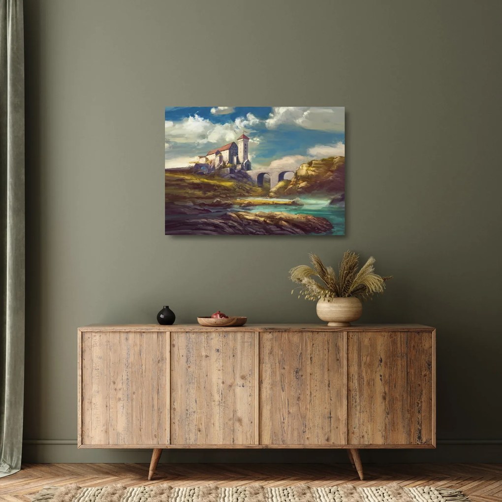 Kép - Középkori vár (üvegen) (70x50 cm)