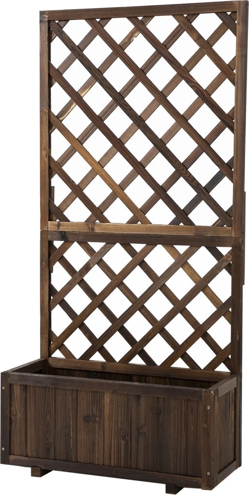 Outsunny Emelt Kerti Ágyás Virágláda Trellisszel, Facsemete 72,5x31,5x149,5 cm Teraszhoz, Balconhoz, Mászó Növényekhez és Virágokhoz, Barna | Aosom