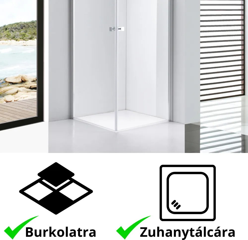 Stuxi Bari Duo 80x80 cm szögletes nyílóajtós zuhanykabin, 6 mm vízlepergető üveggel, króm elemekkel