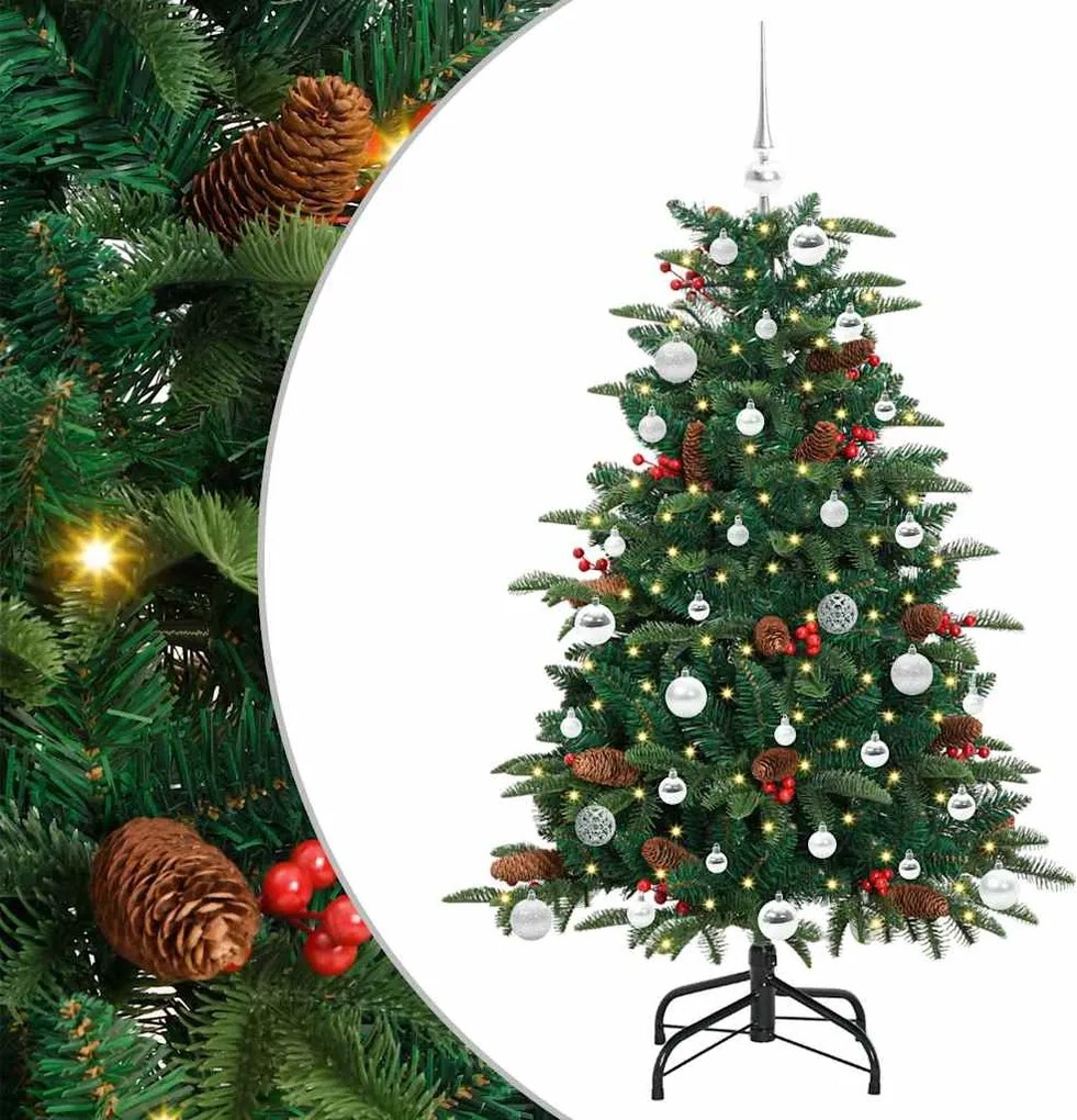 vidaXL Mű karácsonyfa 150 LED-del Zöld 150 cm PVC és Fém és Műanyag