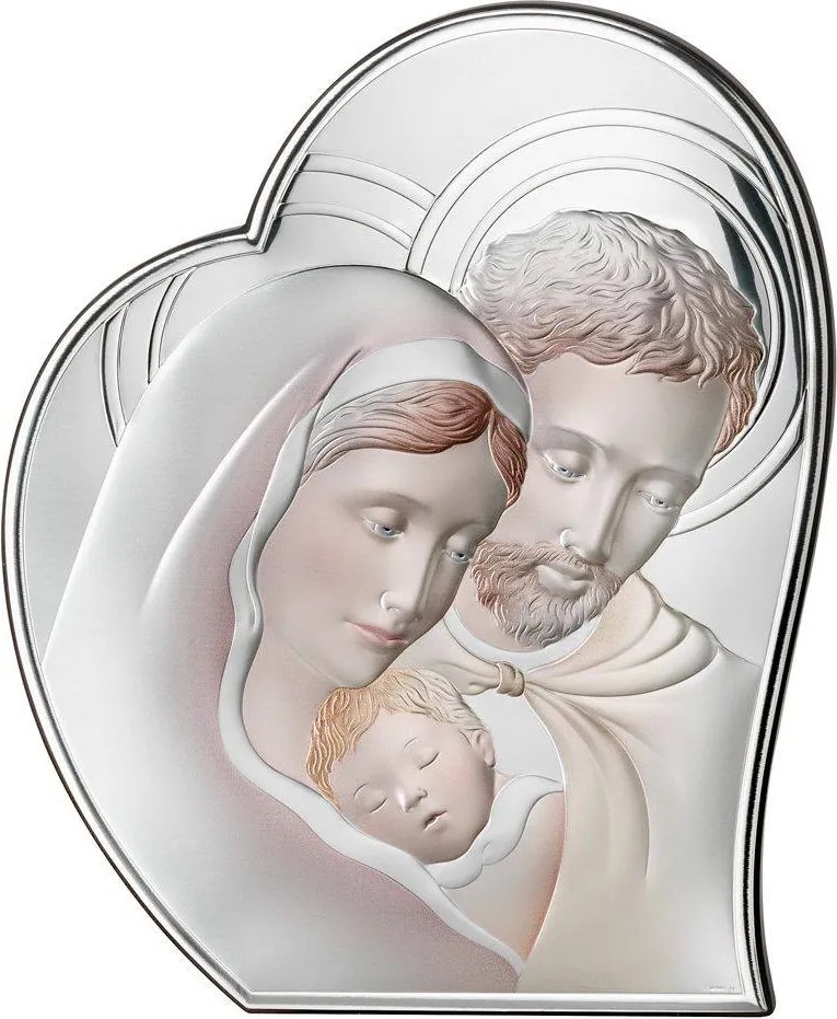 Szent Család kép ezüst modern szív Méret: 16.2x19.5 cm