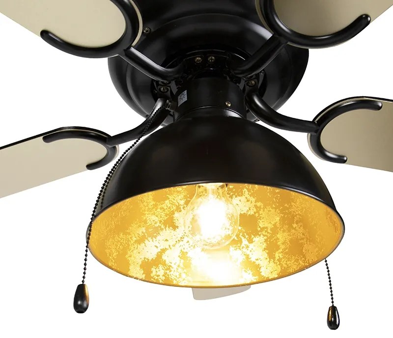 Mennyezeti ventilátor fekete bézs színnel 130 cm húzózsinórral - Mistral Magna