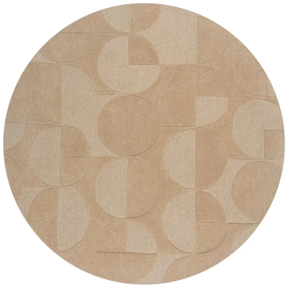 Bézs gyapjú kerek szőnyeg ø 160 cm Gigi - Flair Rugs