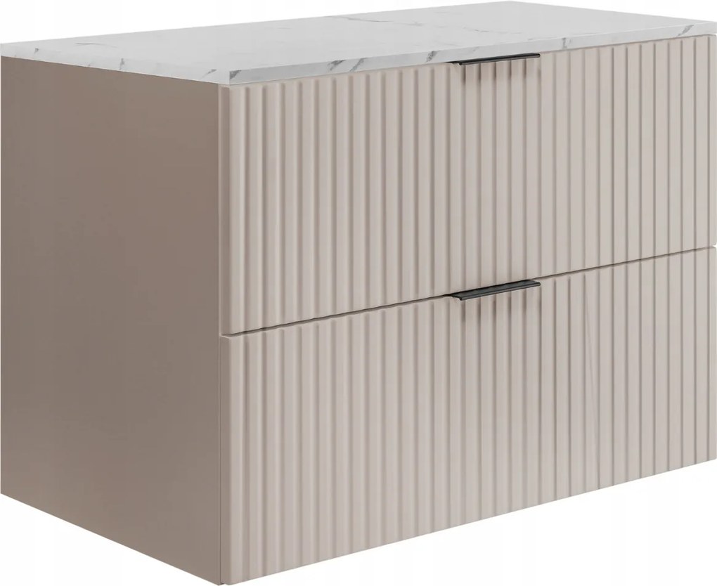 Fürdőszoba szekrény mosdó alá 60 Kasmír Riflált frontok Asztallap Márvány