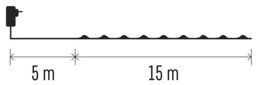 LED kültéri fényfüzér, 150 LED, 20 m, IP44, hideg fehér
