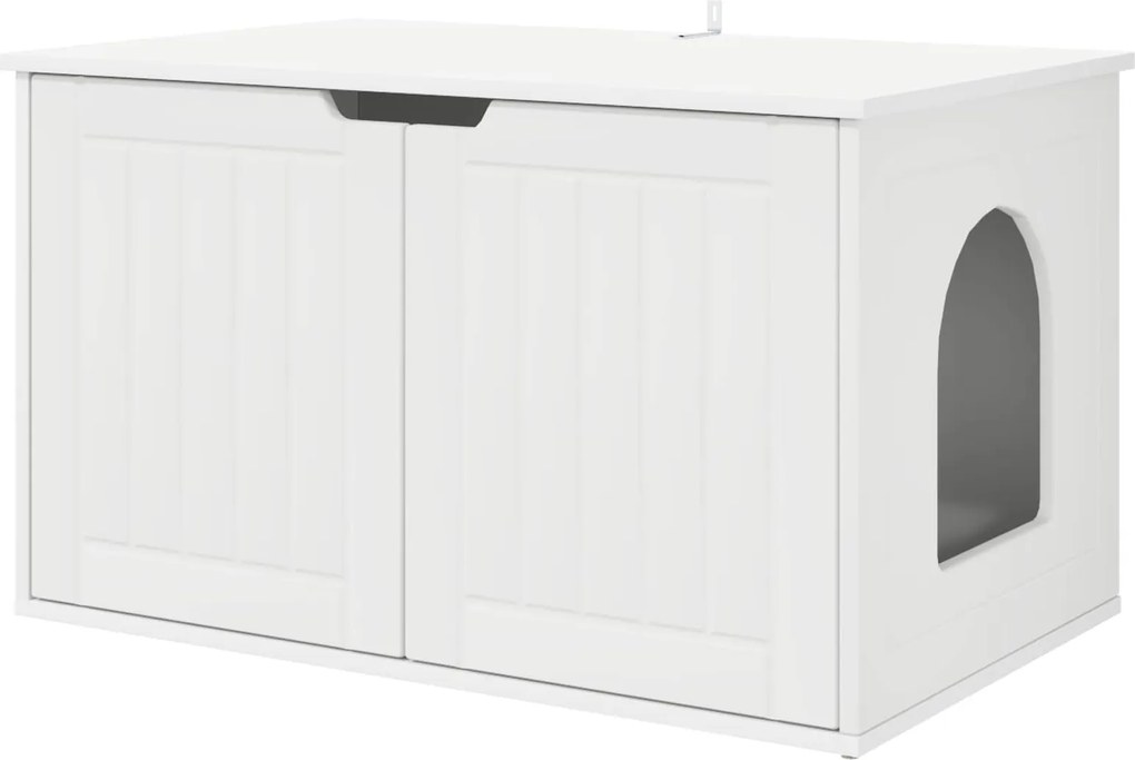 vidaXL Macska Ház Fehér 85 x 55 x 50,5 cm Faanyag