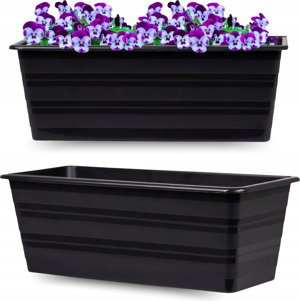 Modern Erkély Virágtartó Erkély Virág Növény 40cm Antracit