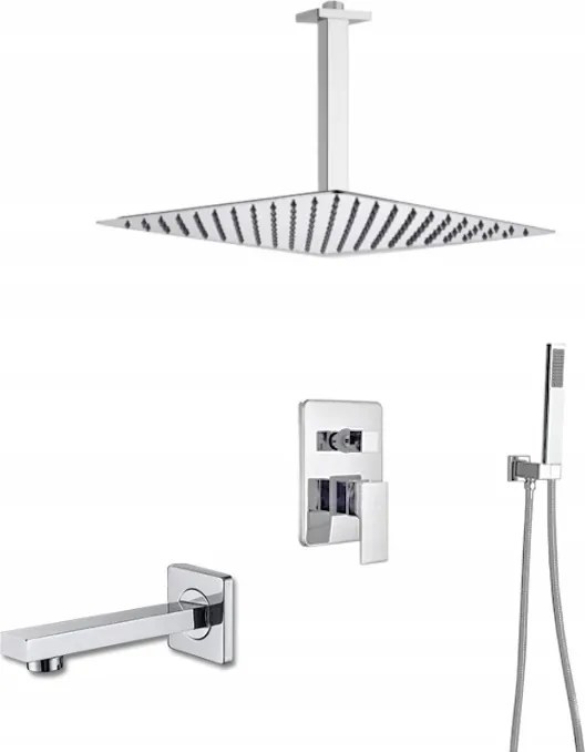 Falsík Alatti Zuhanyszett Kifolyócső Rövid Króm Esőztető 40 cm