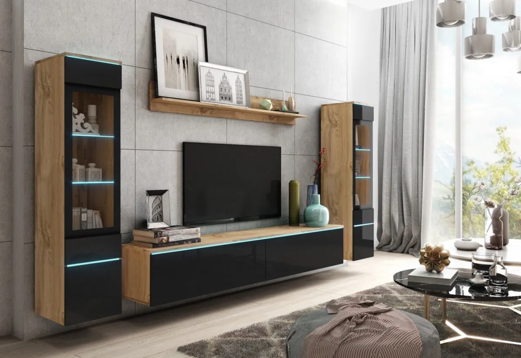 VERA II nappali fal, magasfényű fehér/wotan