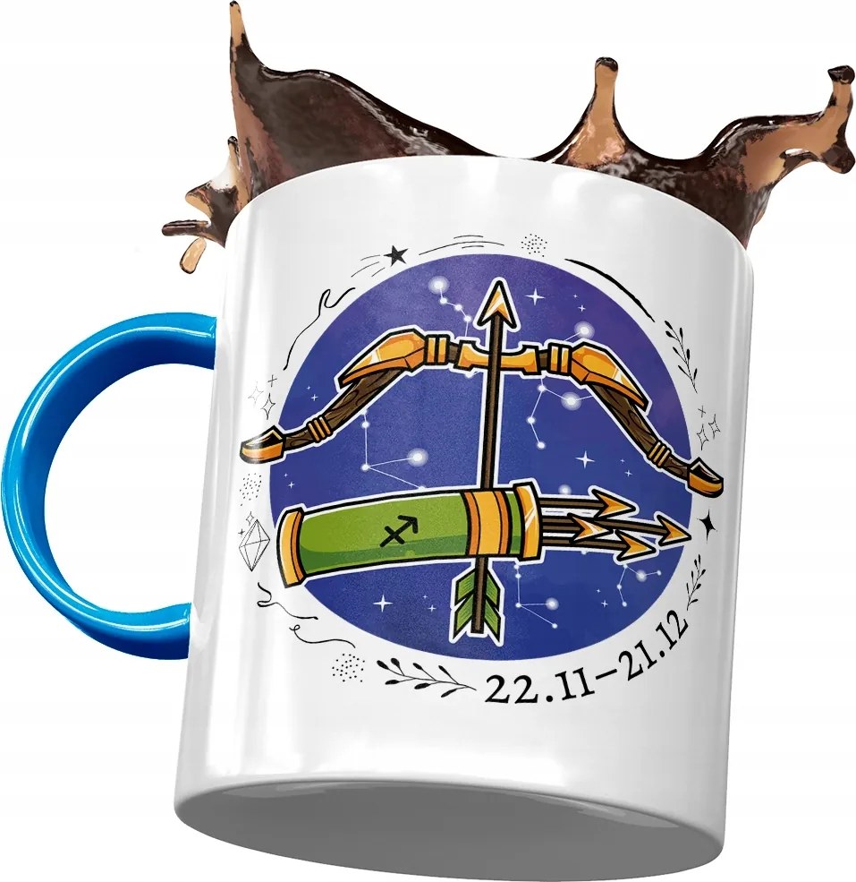 Bögre Kék Nyilas Zodiákus jelek Horoszkóp nyomtatott fényképpel