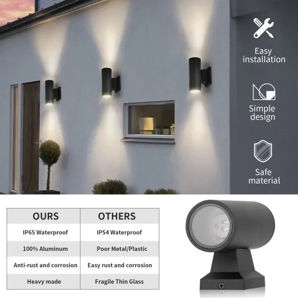 Aigostar - Kültéri fali lámpa 2xGU10/35W/230V IP65 fekete kerek