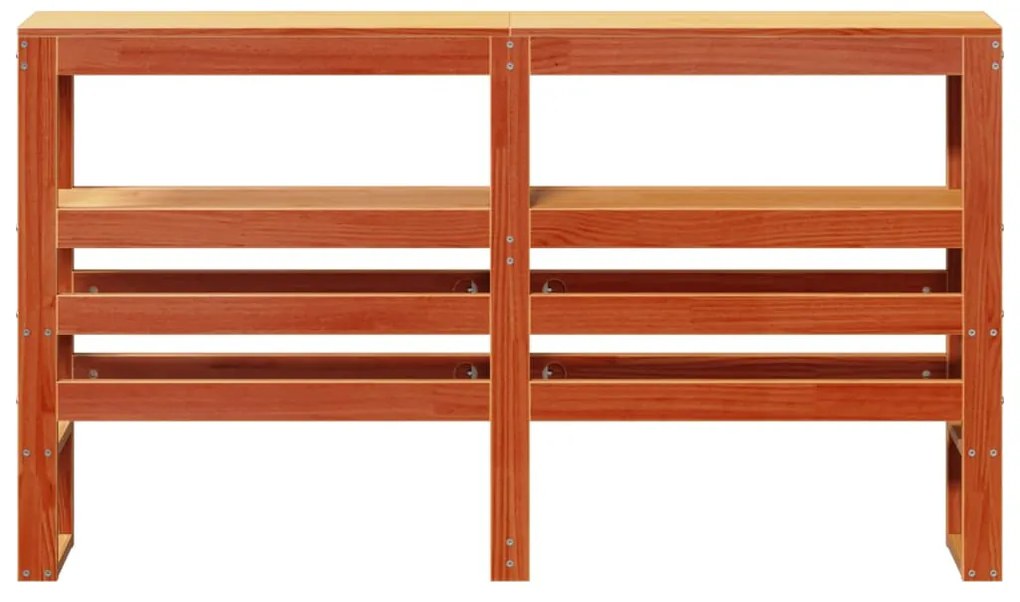 viaszbarna tömör fenyőfa fejtámla polcokkal 120 cm