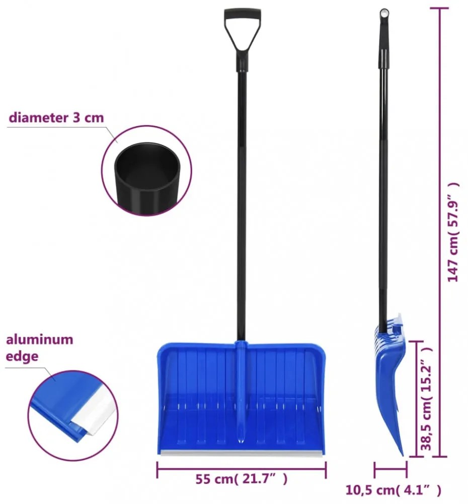kék fém hólapát 147 cm