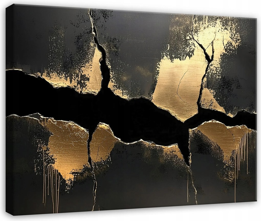 Vászonkép Márvány Fekete Arany Hálószoba Nappali Konyha 60x40