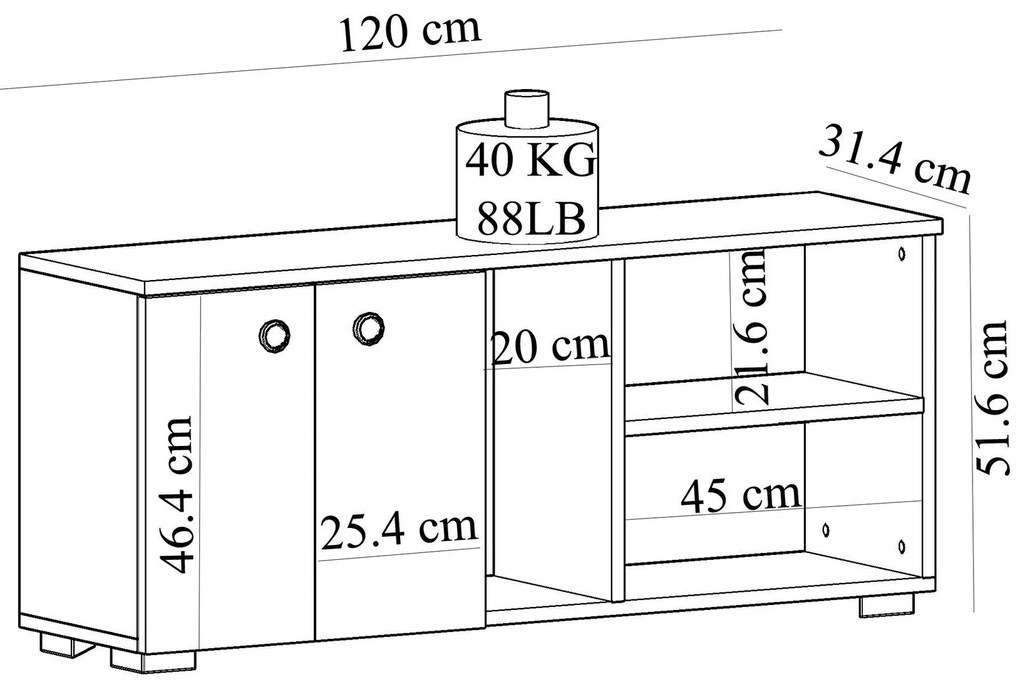 Cipőtároló (cipősszekrény) Vabite 2 (fehér + zafír tölgy). 1094588