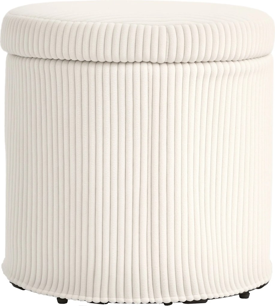 HOMCOM Kerek Tároló Puff Puff Kárpitozott Bársonyos Üléssel Levehető Fedéllel Előszobába, Hálószobába, Nappaliba Ø40x41 cm Beige | Aosom