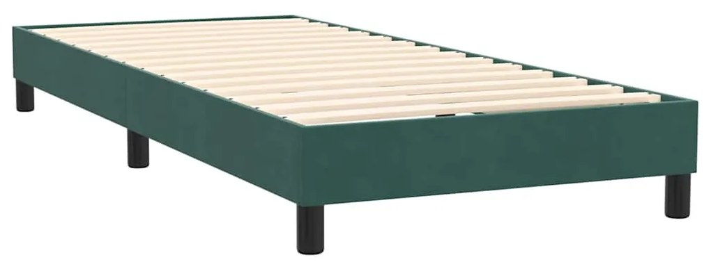 sötétzöld bársony rugós ágy matraccal 80x220 cm
