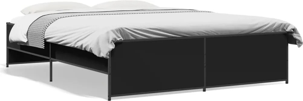 vidaXL fekete szerelt fa és fém ágykeret 160 x 200 cm