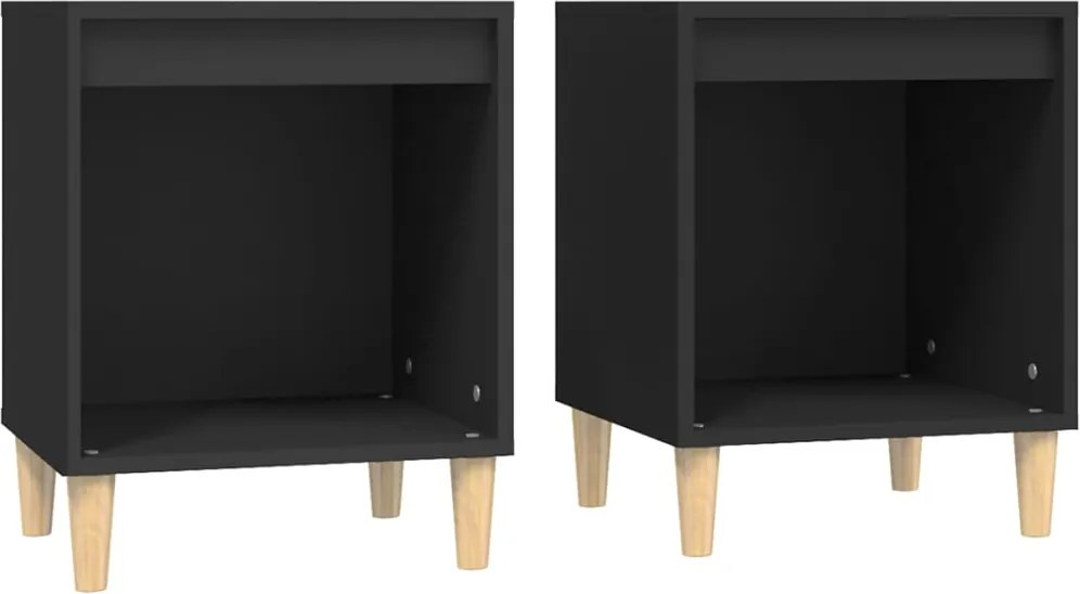 vidaXL 2 db fekete éjjeliszekrény 40 x 35 x 50 cm