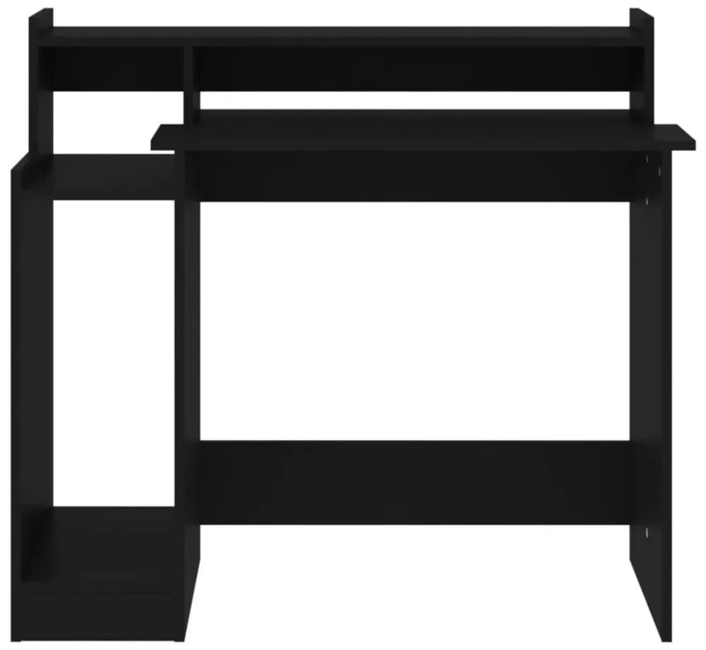 fekete szerelt fa íróasztal LED-ekkel 97 x 45 x 90 cm