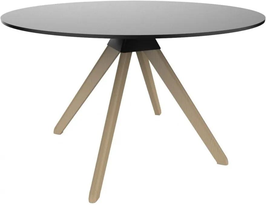 Cuckoo fekete étkezőasztal bükkfa lábakkal, ø 120 cm - Magis
