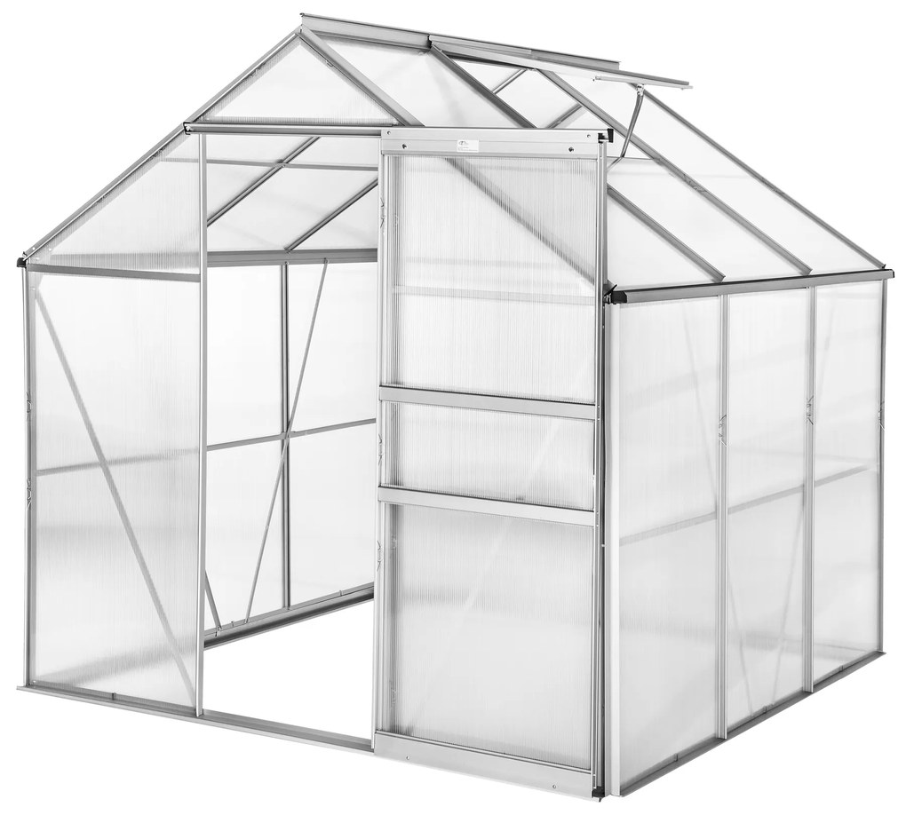 TecTake GmbH 402473 polikarbonát üvegház alumínium alap nélkül - 190 x 185 x 195 cm