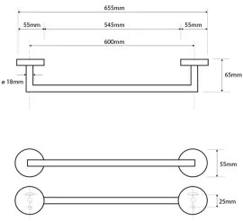Sapho - X-ROUND falra szerelhető törölközőtartó 6,5x65,5 cm fényes króm