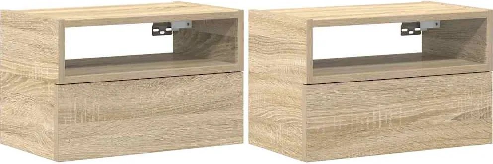 vidaXL 2 db sonoma tölgy falra szerelhető éjjeliszekrény 45x26x28,5 cm