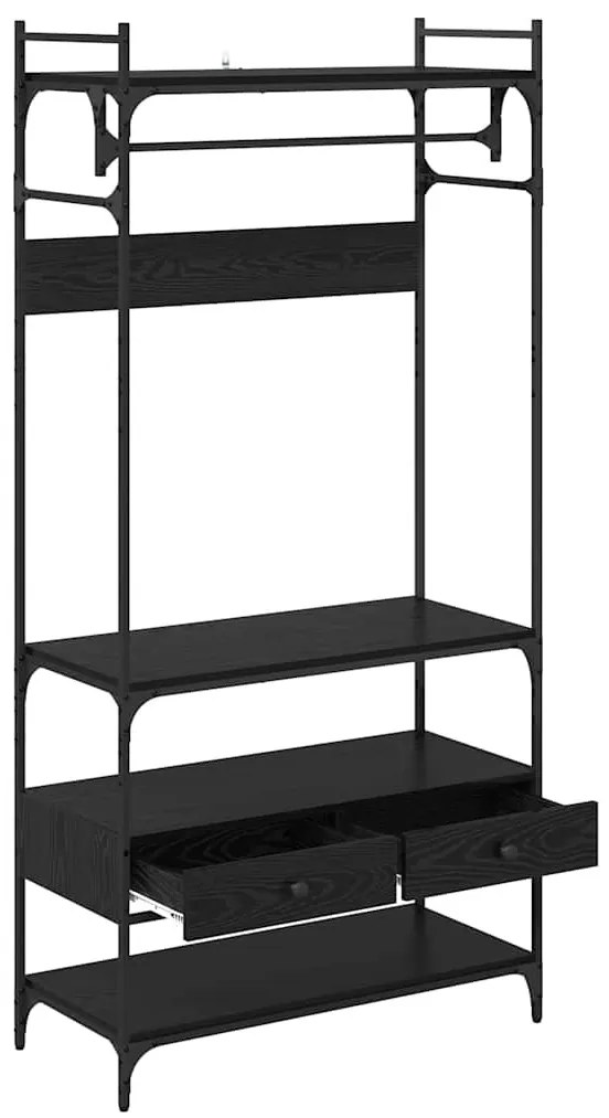 Ruhásszekrény fiókkal Musta tammi 89 x 39 x 184.5 cm Faanyag