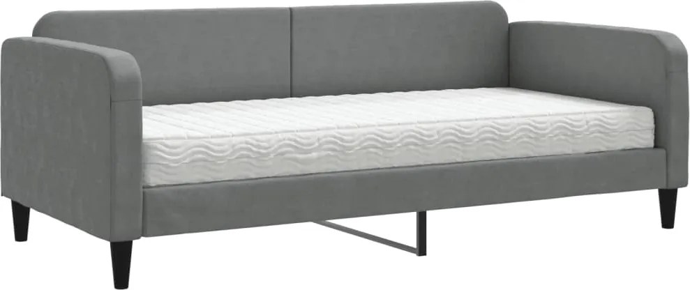 vidaXL sötétszürke szövet heverő matraccal 90 x 190 cm